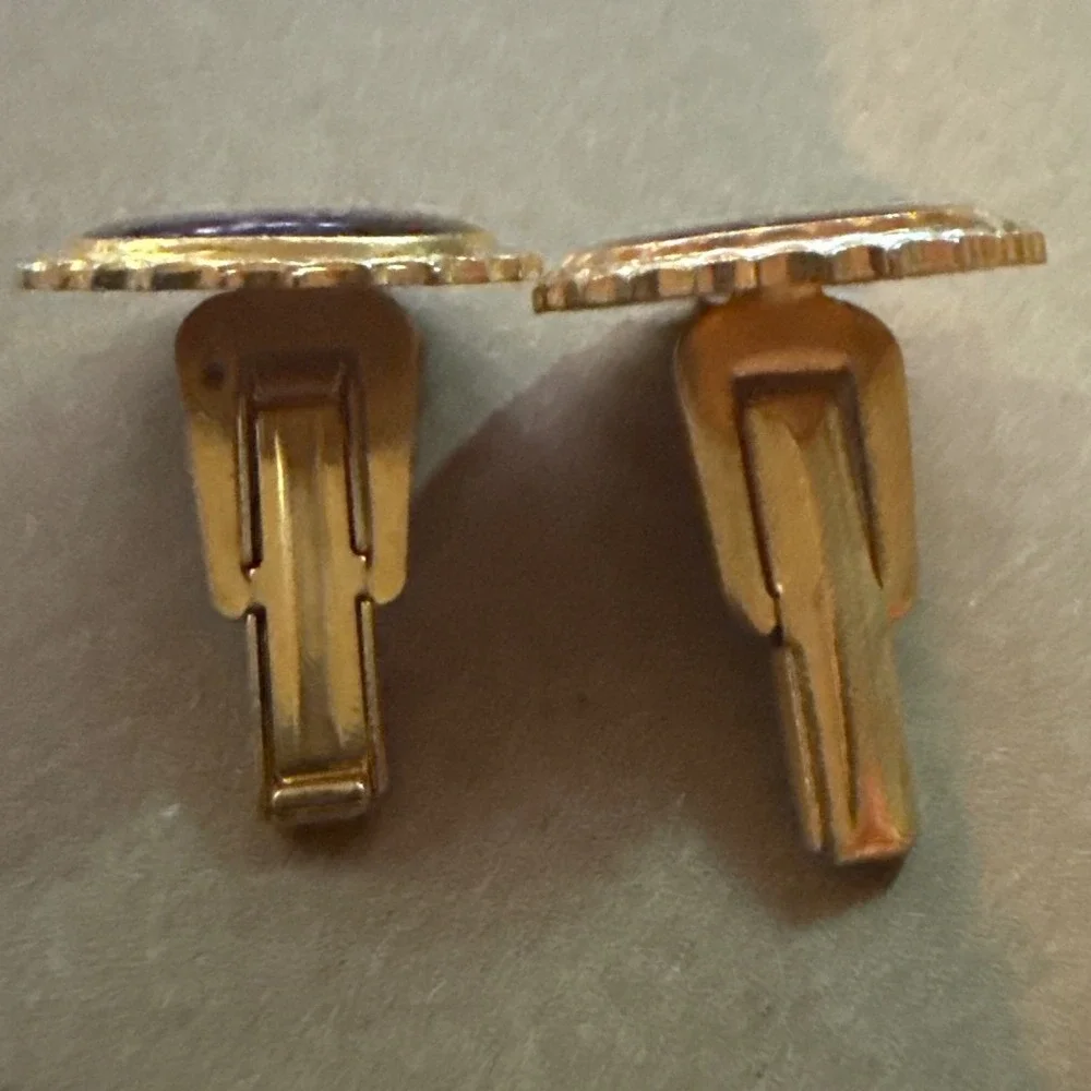 Vintage Gemini Zodiac Cufflinks Gold Tone Black Enamel Astrology Twins Mercury